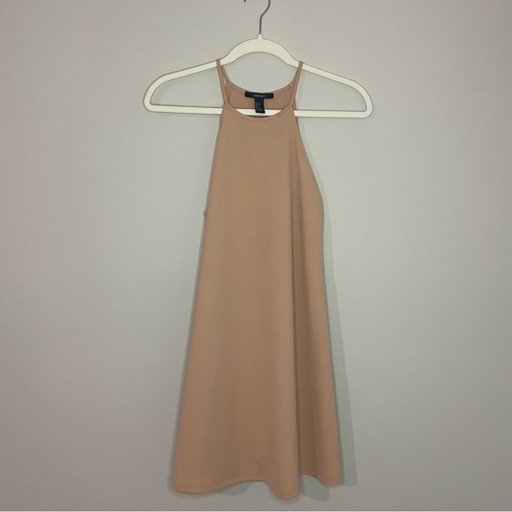 Elegant Beige Halter Dress